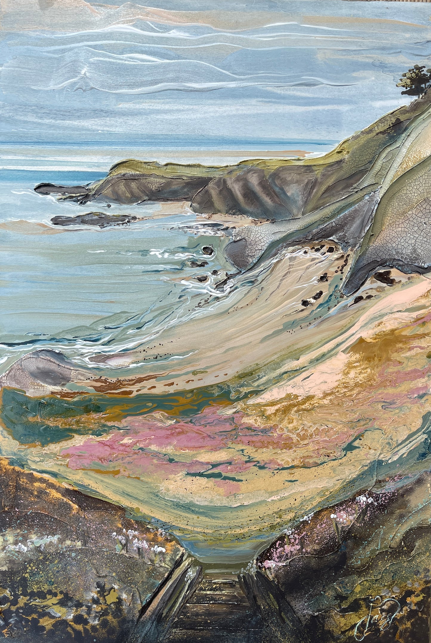 Sandy cove Devon abstract art - seaweed drift