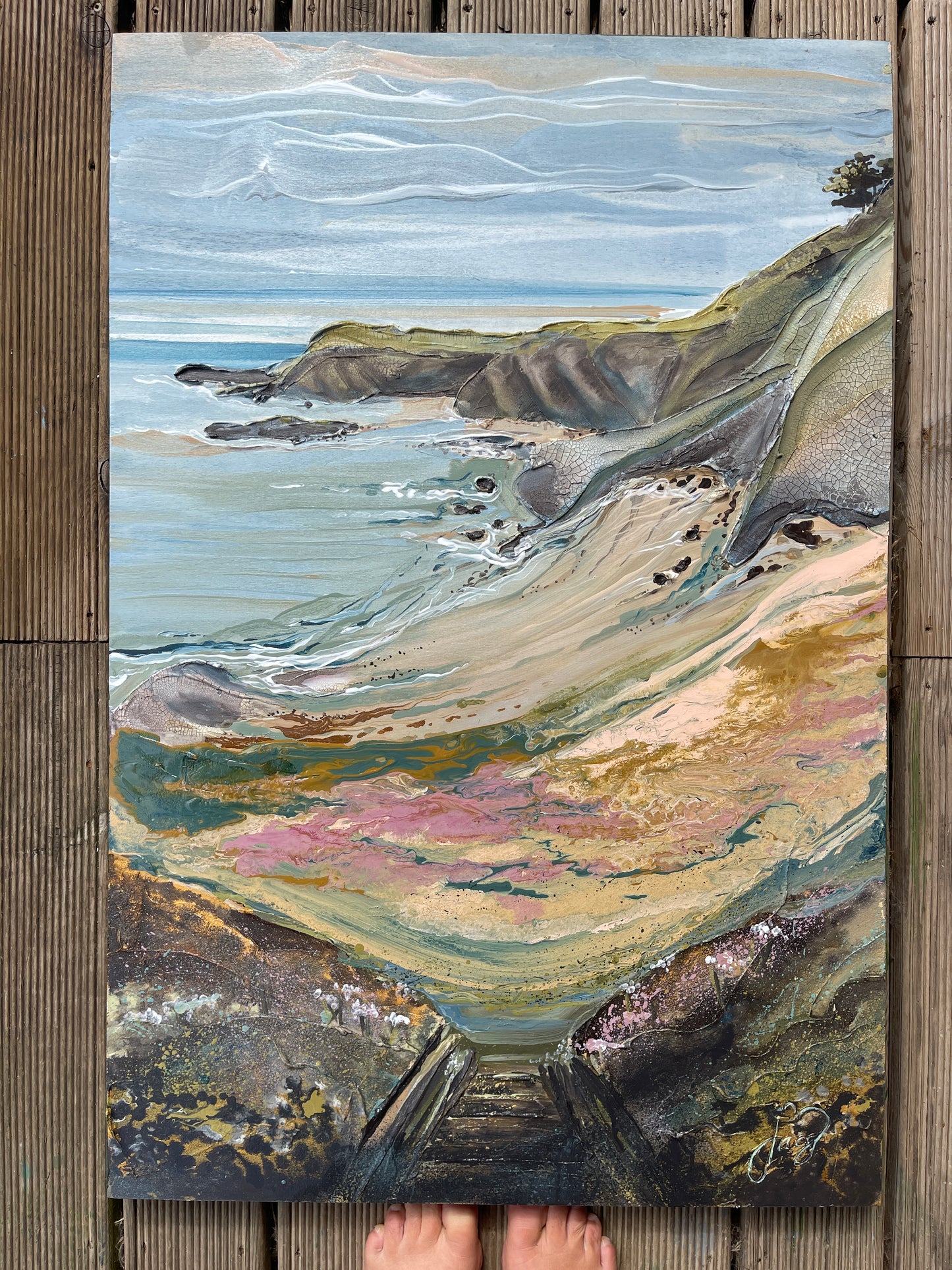Sandy cove Devon abstract art - seaweed drift