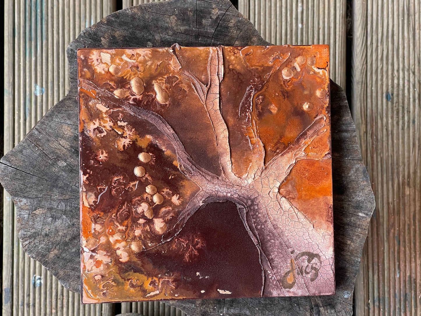 Mini abstract tree art - elm lean
