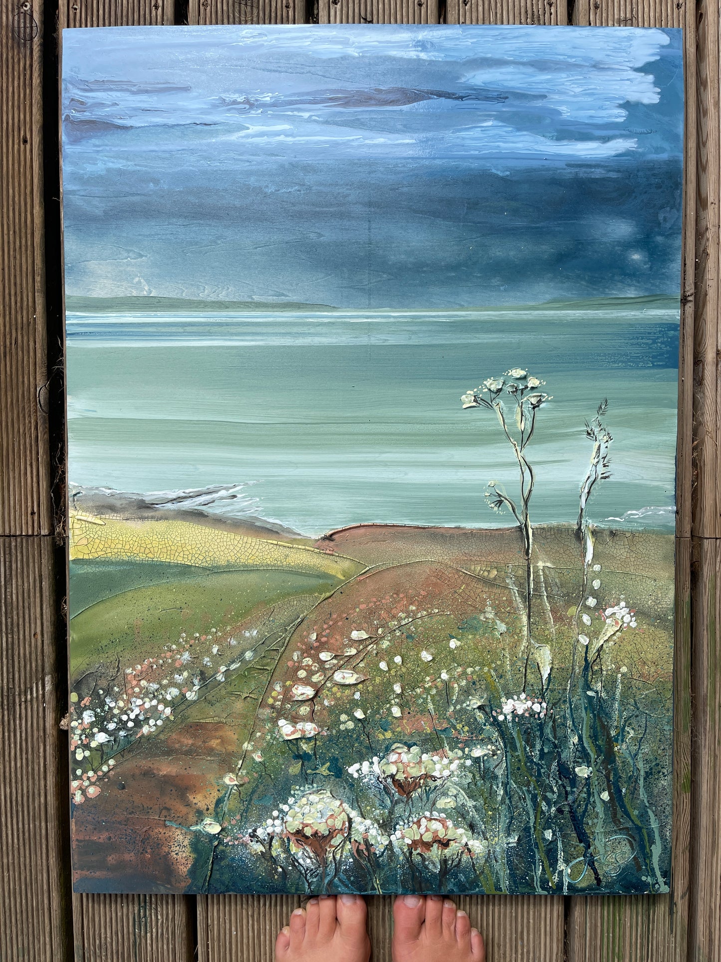 Hartland view Devon abstract art - sedum spray (L)