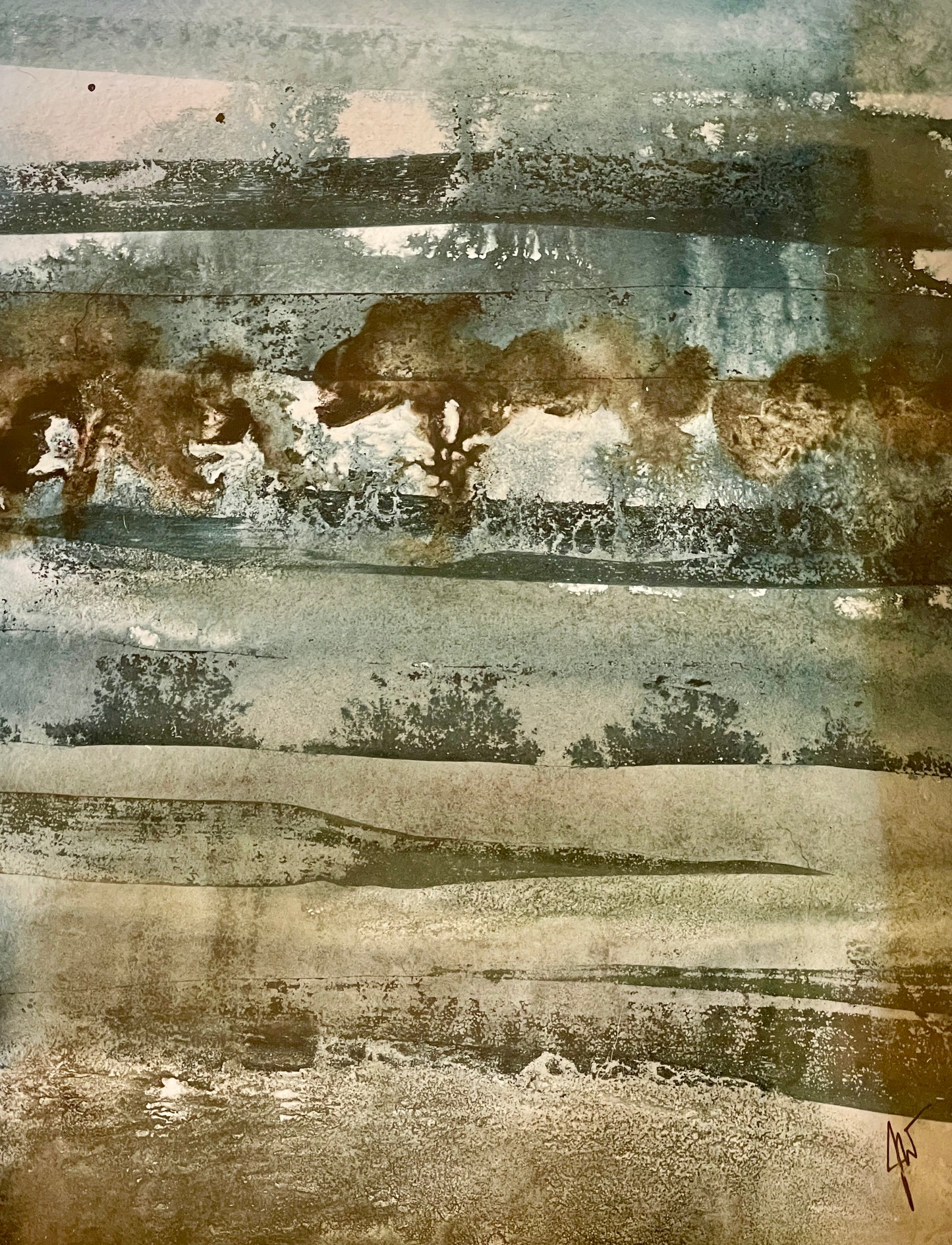abstract tree blue art - canal de midi cycling (M)