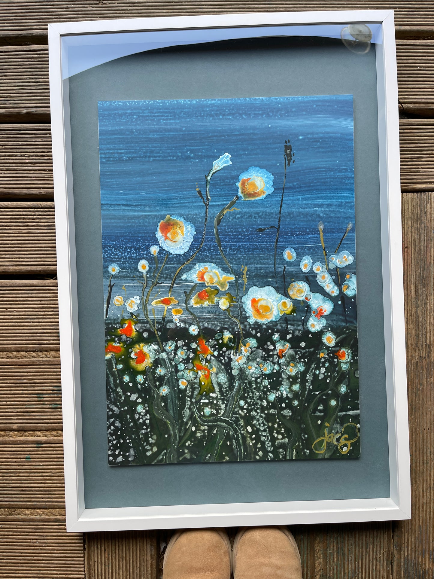 Baggy point flower abstract art - meadow jewels (L)