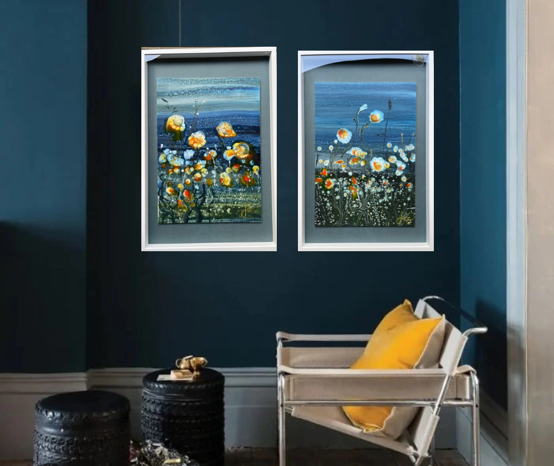 Baggy point flower abstract art - meadow jewels (L)
