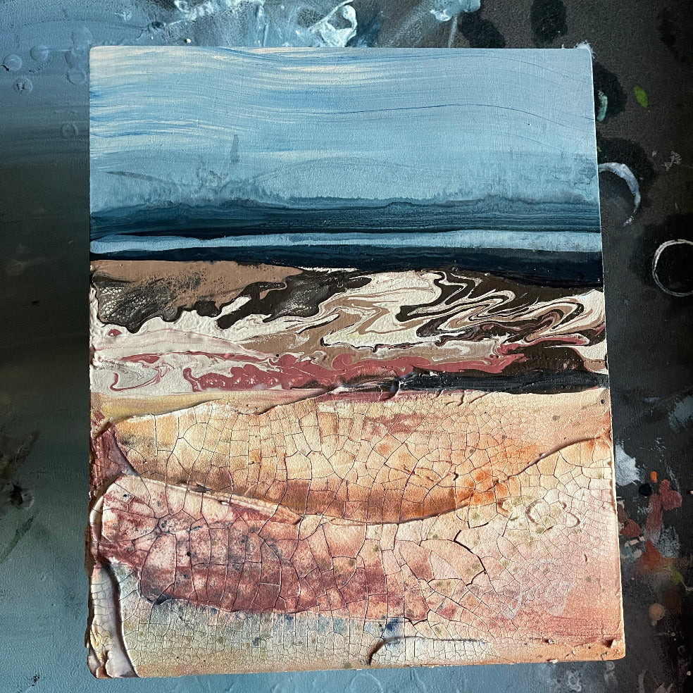 Cinder Melt- eath tones landscape textured abstract art