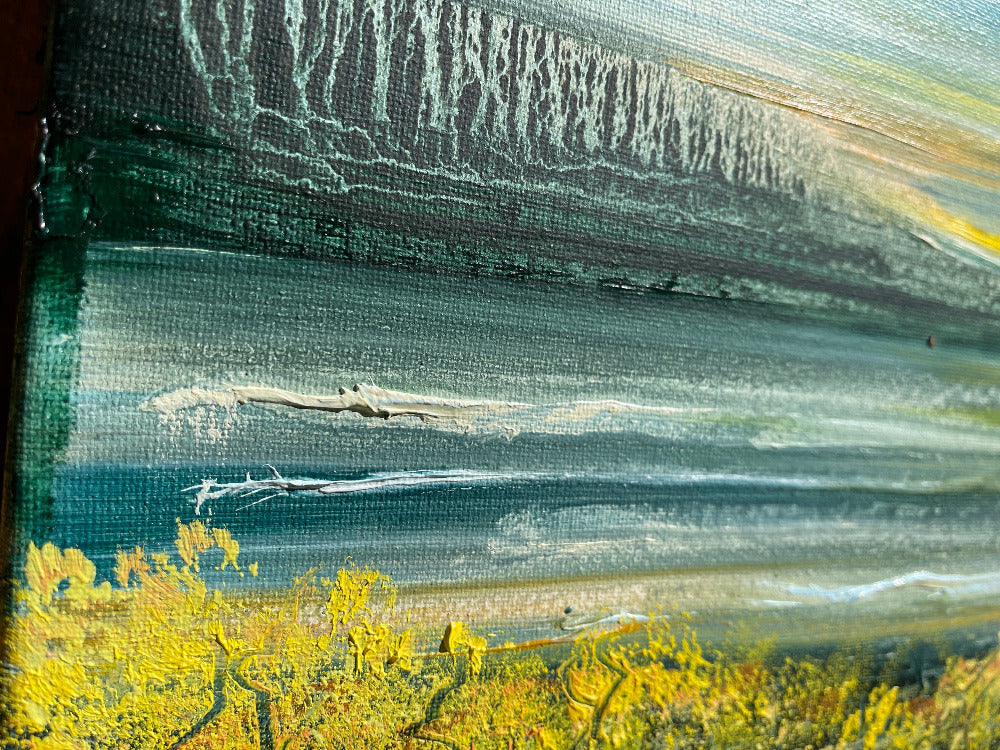 croyde bay oils blues and yellows jacs waggett art