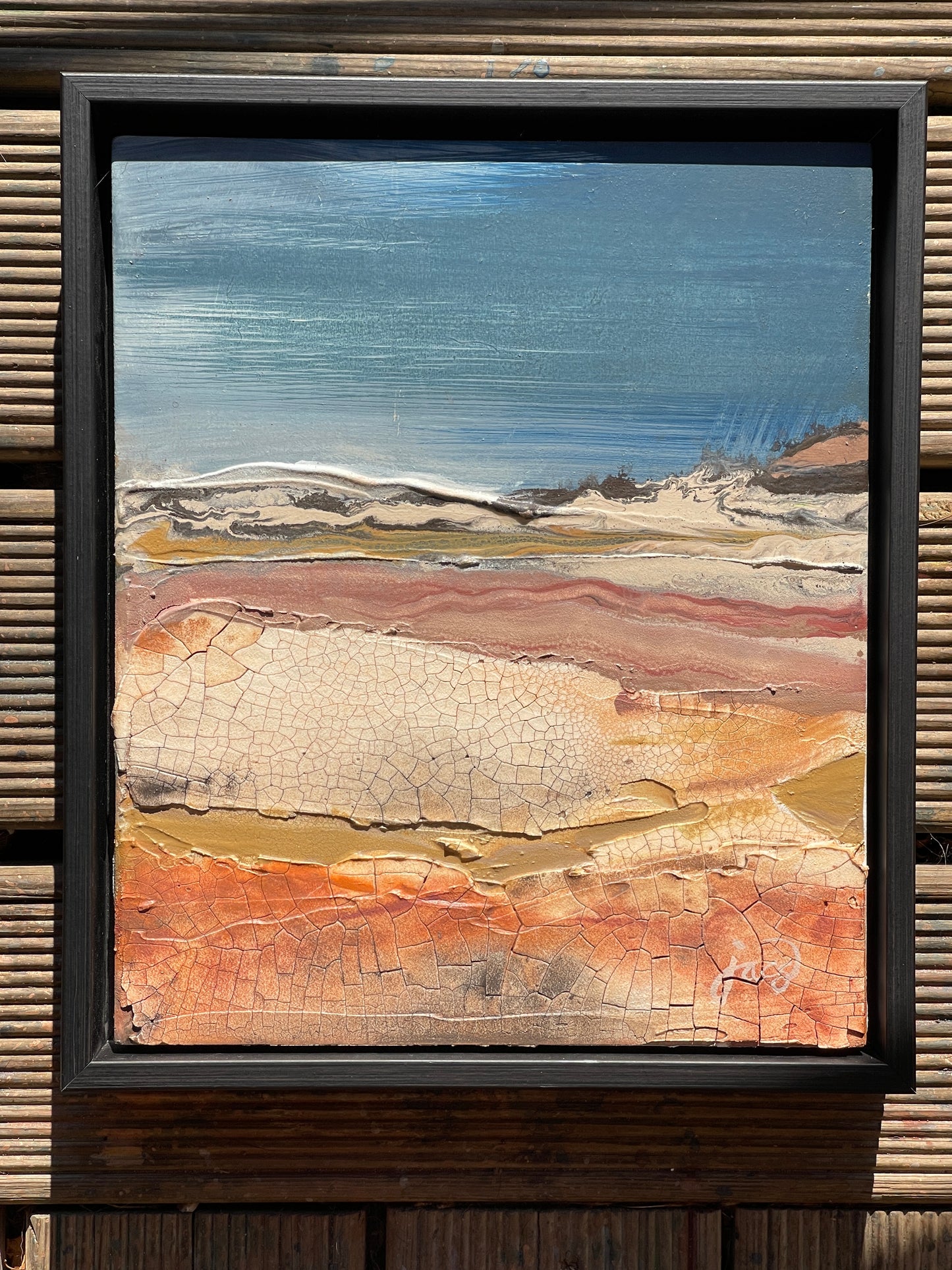 Salmon Stone - soft pink tones landscape textured abstract art