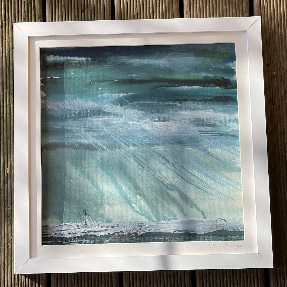 Jacs Waggett - abstract wild sea ink & oil - mixed feelings - Jacs Waggett