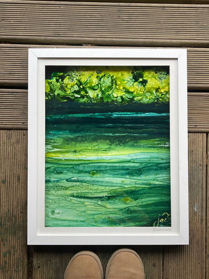 turquoise and green river art