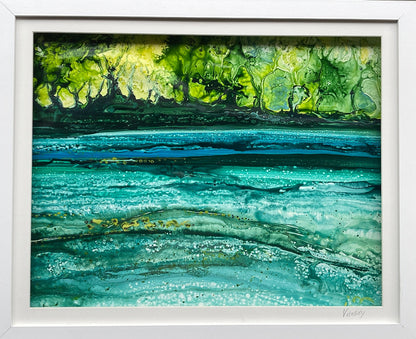 turquoise water flow acrylic art