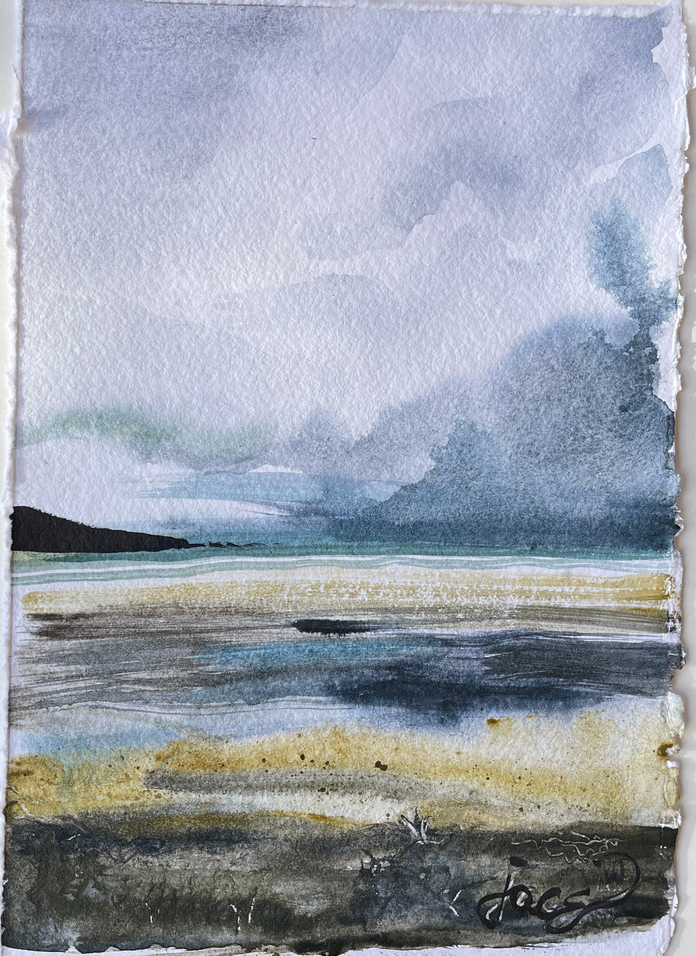 Jacs Waggett - beach landscape art- Storm on the Island - Jacs Waggett