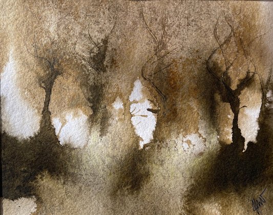 art abstract trees brown earth