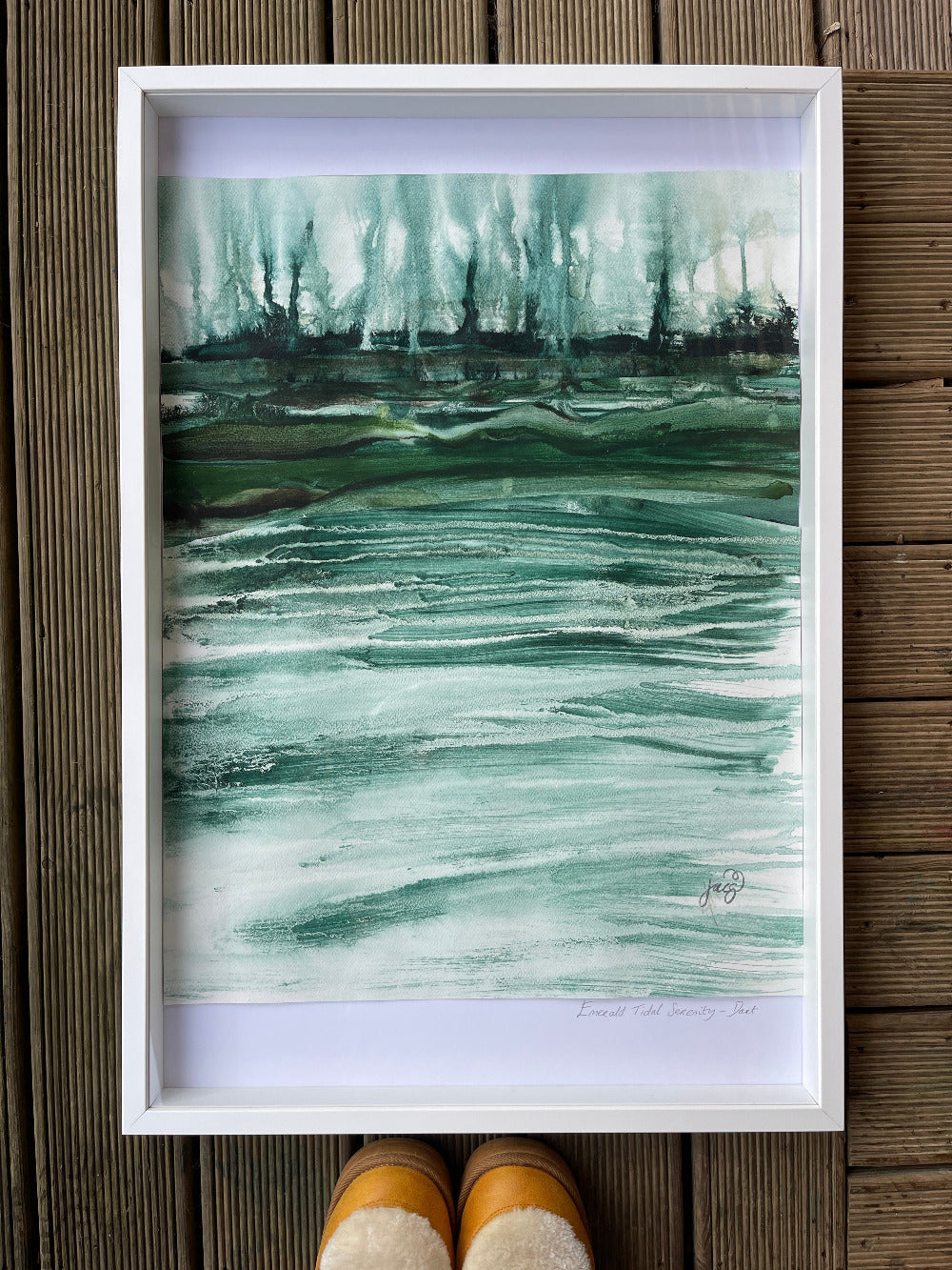 Jacs Waggett - abstract river watercolour - emerald estuary - Jacs Waggett