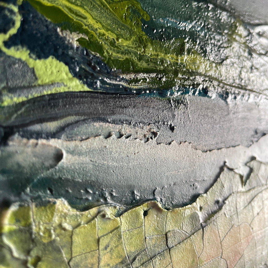 textured close up of paint surface on art