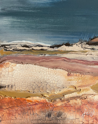 Salmon Stone - soft pink tones landscape textured abstract art