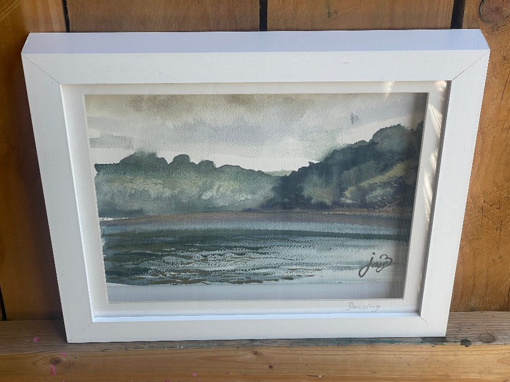 jacs waggett watercolour river dart greens frame and background
