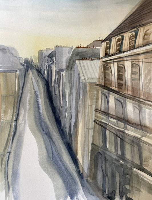streets of paris in grey tones