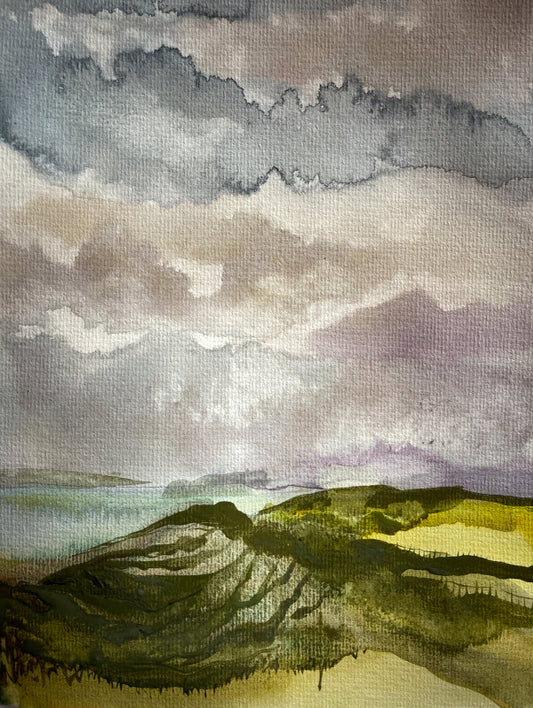 isle ske watercolour gren and purple