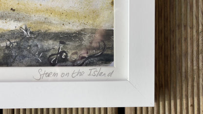 wild sea over lundy watercolour art- Storm on the Island