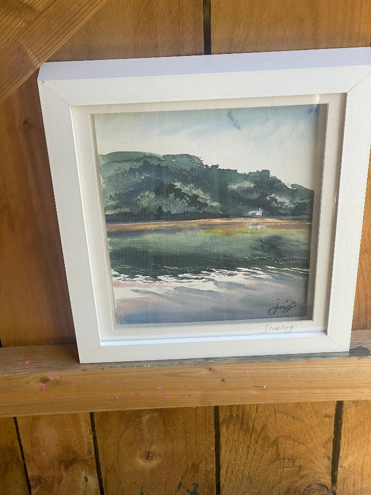 jacs waggett watercolour river dart greens frame and backdrop