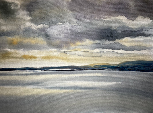 watercolour looking over the sea isle skye