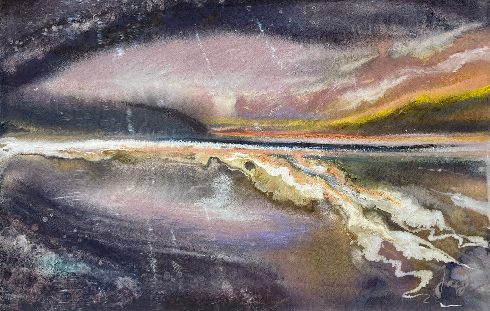 jacs waggett croyde bay painting twlight